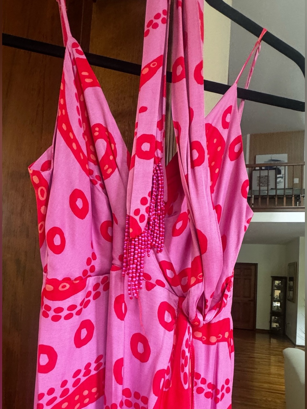 FARM Rio Pink and Red Printed Wrap Maxi Dress - Picture 4 of 6
